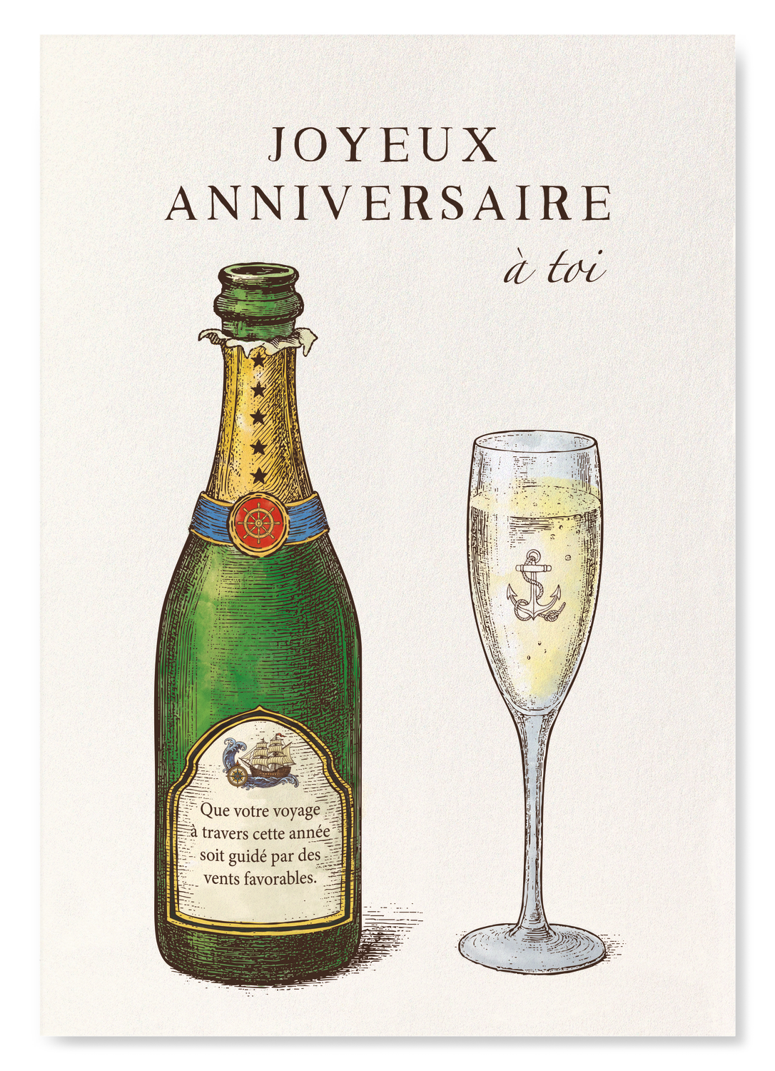 JOYEUX ANNIVERSAIRE CHAMPAGNE MARITIME: Victorian Art Print