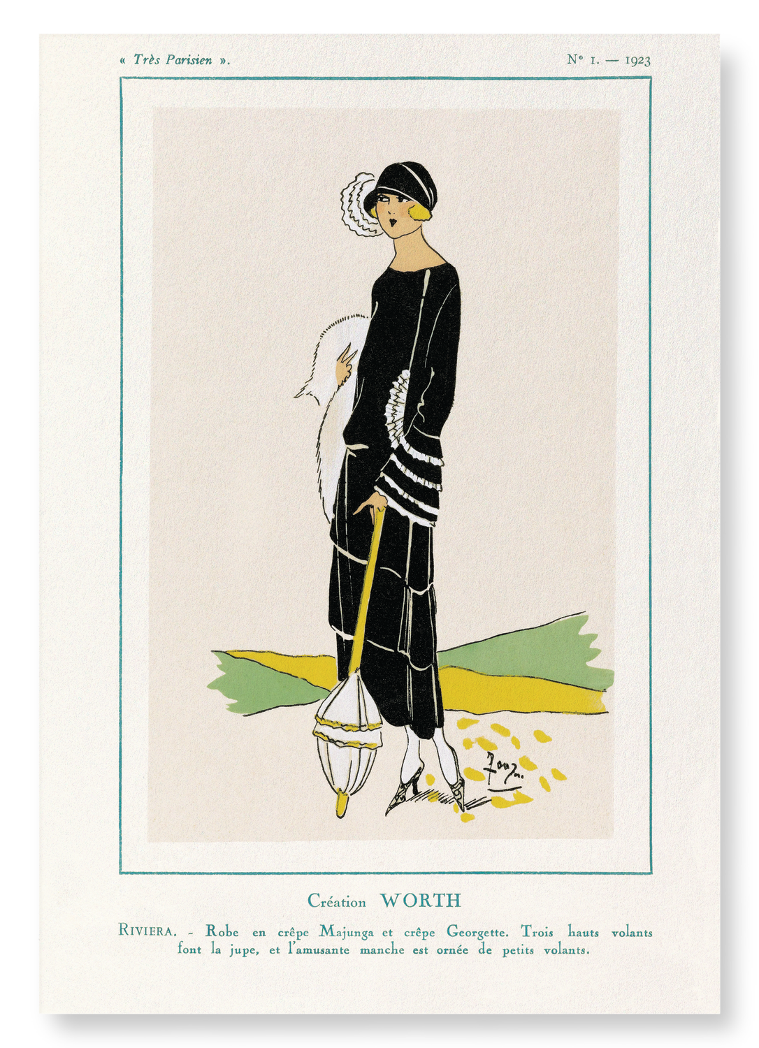TRÈS PARISIEN - ROBE NOIRE (1923): Vintage Art Print