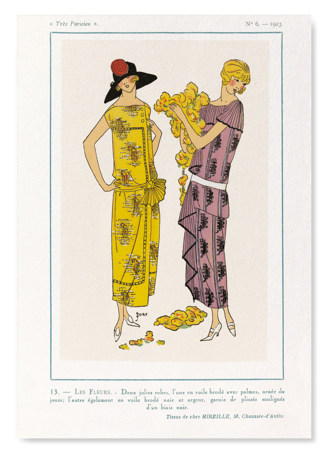 TRÈS PARISIEN - LES FLEURS (1923): Vintage Art Print