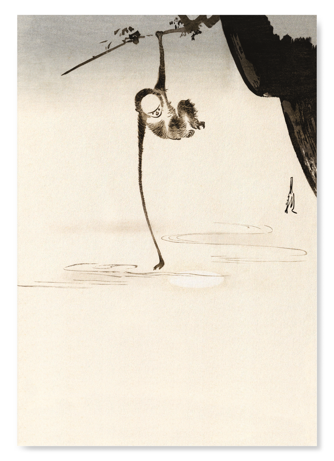 MONKEY AND MOON (C.1910): Japanese Art Print