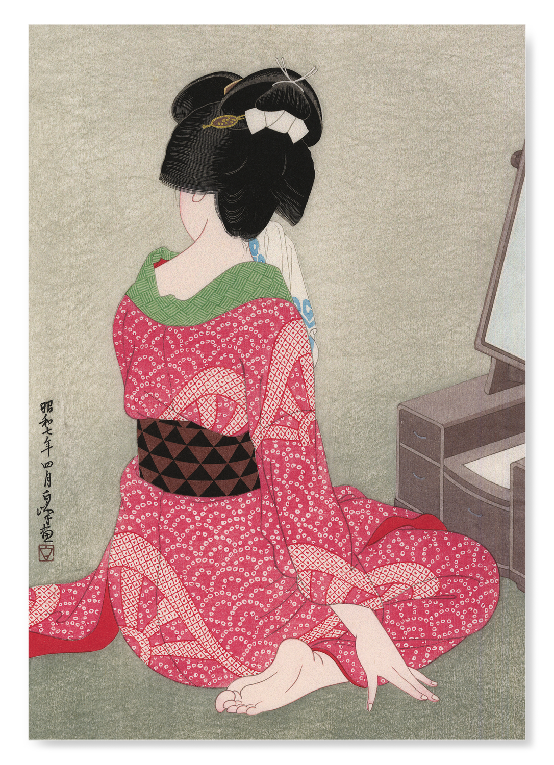 BEAUTY AND MIRROR: Japanese Art Print