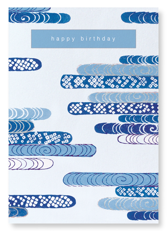 BLUE WAVES OF BIRTHDAY WISHES: Japanese Art Print