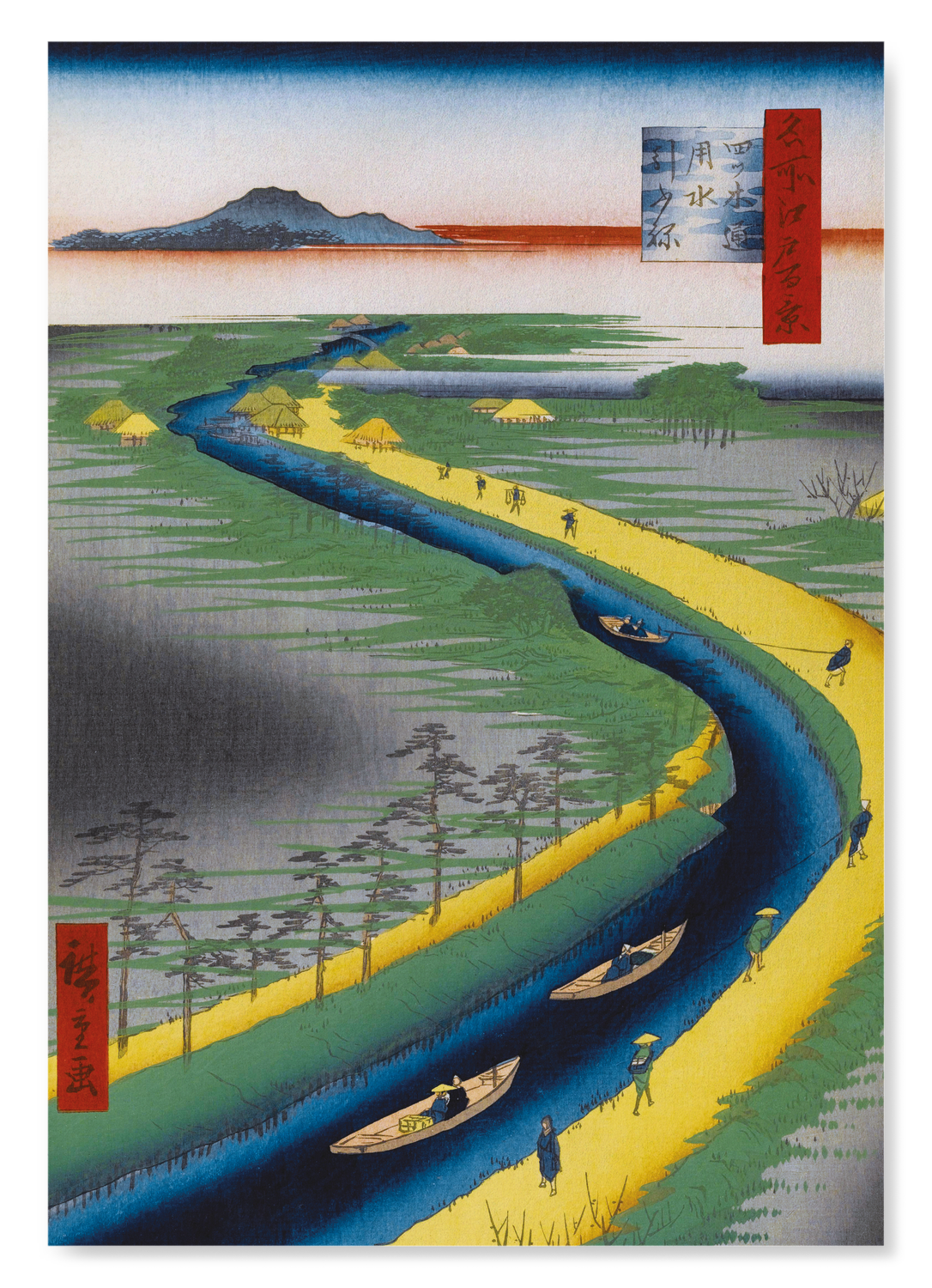 TOWBOATS ALONG THE CANAL (1857): Japanese Art Print
