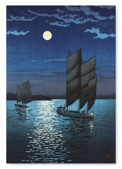 BOATS AT SHINAGAWA NIGHT: Japanese Art Print