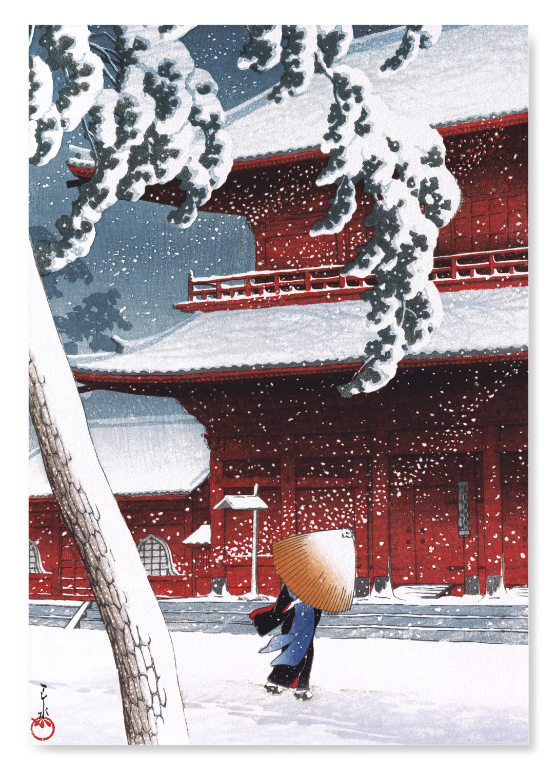 TEMPLE IN SNOW: Japanese Art Print