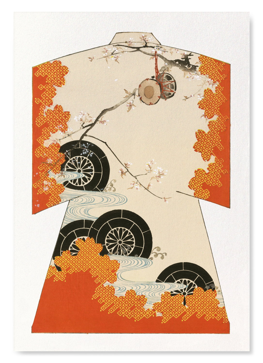 KIMONO OF CHERRY BLOSSOM AND DRUM (1899): Japanese Art Print