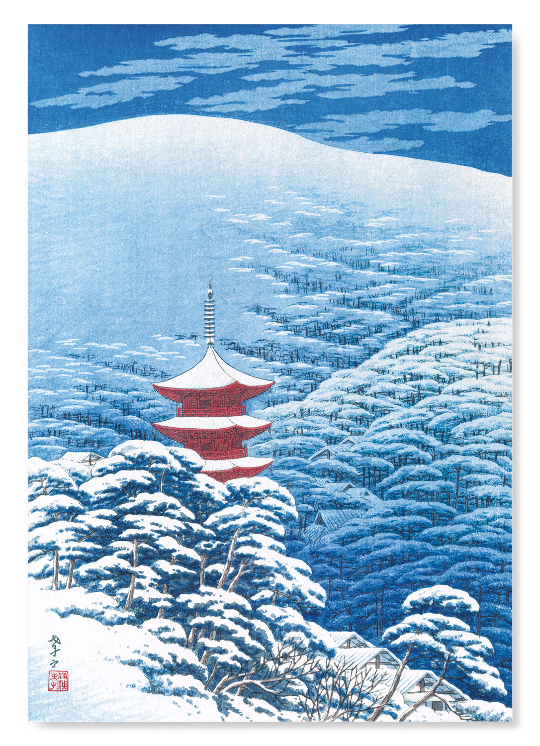 AFTER A SNOWFALL YASAKA SHRINE (1929): Japanese Art Print