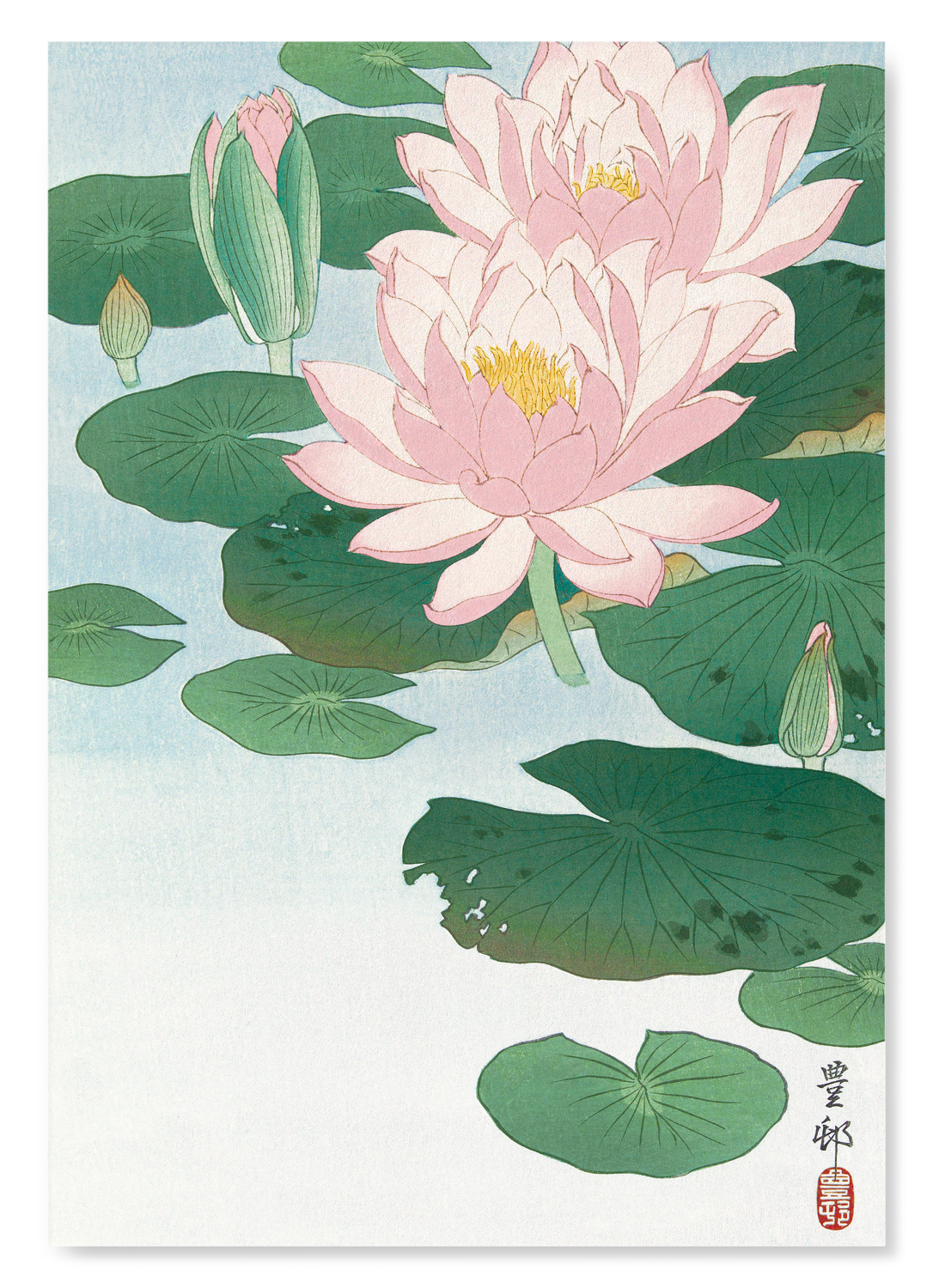 FLOWERING LOTUS: Japanese Art Print