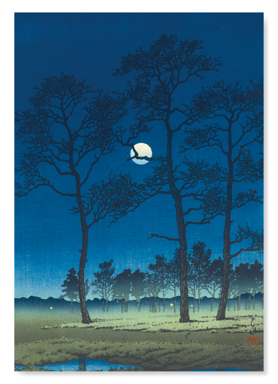 WINTER MOON OVER TOYAMA PLAIN: Japanese Art Print