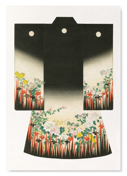 KIMONO OF FLORAL GARDEN (1899): Japanese Art Print