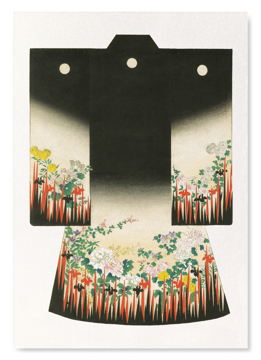 KIMONO OF FLORAL GARDEN (1899): Japanese Art Print