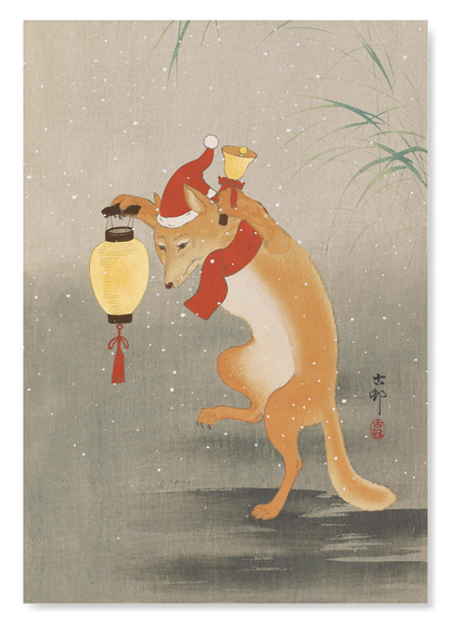 DANCING SANTA FOX: Japanese Art Print
