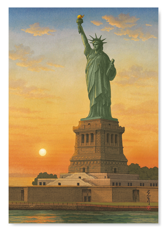 STATUE OF LIBERTY AT SUNRISE: Japanese Art Print