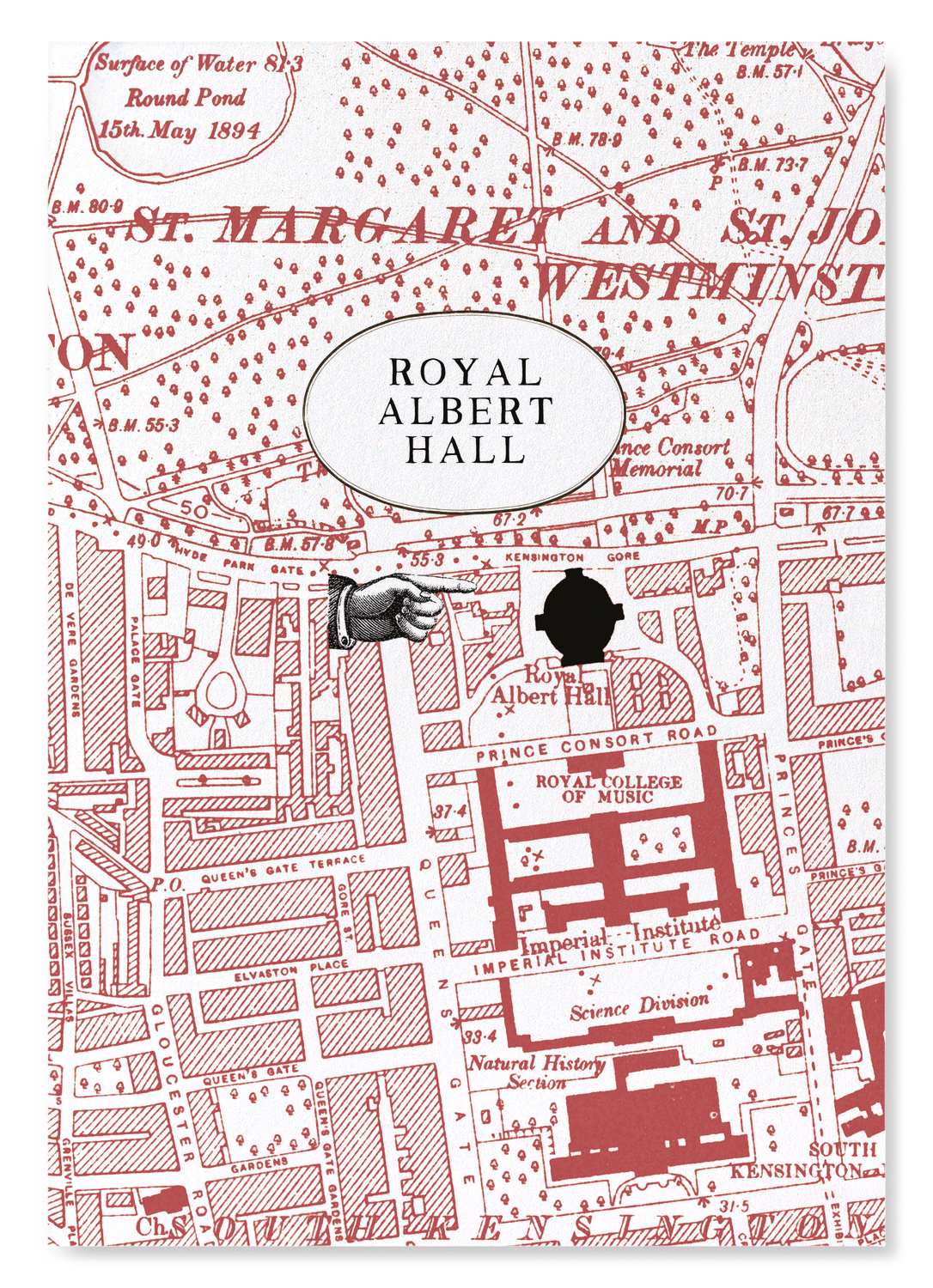 ROYAL ALBERT HALL: Map Zoom Art Print