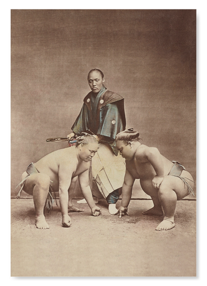 SUMO WRESTLERS IN THE RING (LATE 19TH C.): Photo Art Print