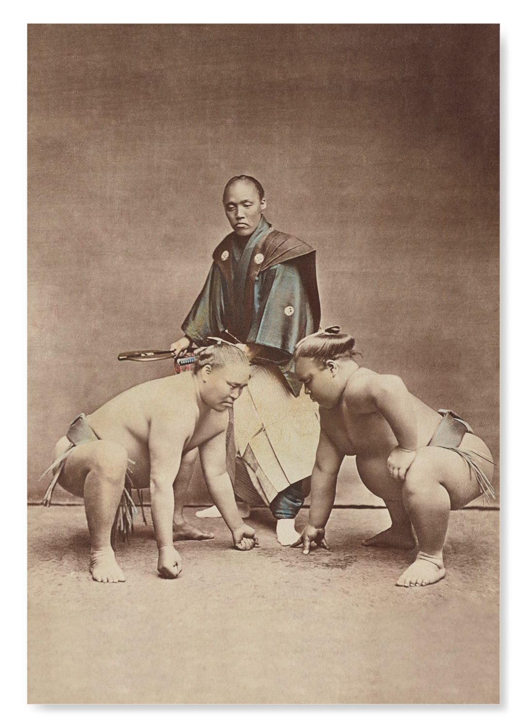 SUMO WRESTLERS IN THE RING (LATE 19TH C.): Photo Art Print