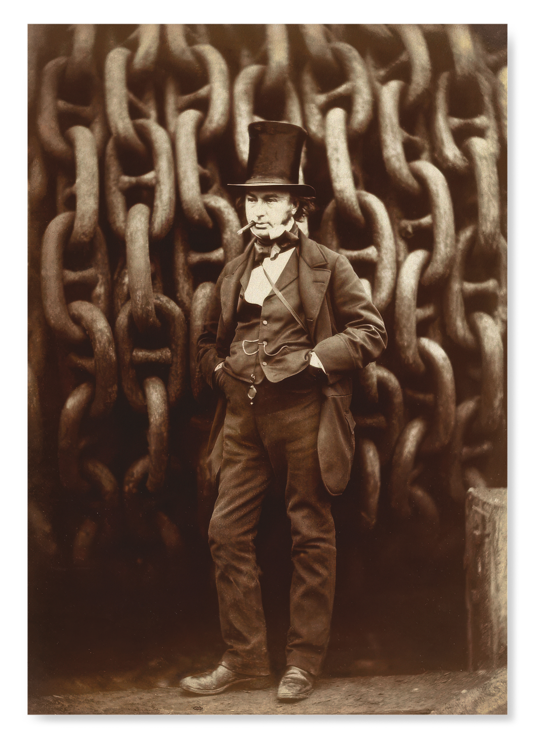 BRUNEL BEFORE THE LAUNCHING CHAINS OF THE GREAT EASTERN (1857): Photo Art Print