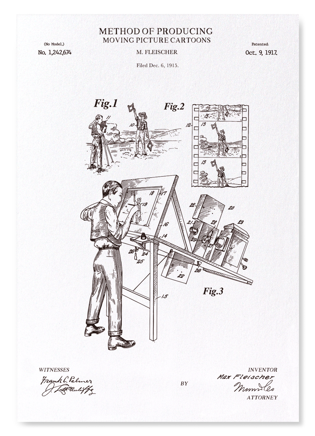 PATENT OF MOVING PICTURE CARTOONS (1917): Patent Art Print