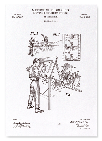 PATENT OF MOVING PICTURE CARTOONS (1917): Patent Art Print