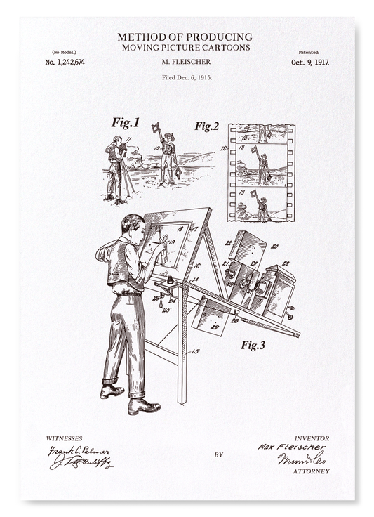 PATENT OF MOVING PICTURE CARTOONS (1917): Patent Art Print