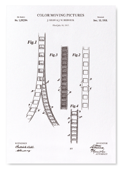 PATENT OF COLOUR MOVING PICTURES (1918): Patent Art Print