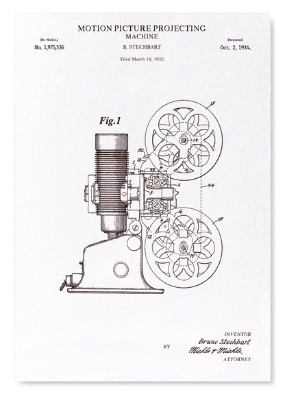 PATENT OF MOTION PICTURE PROJECTING MACHINE (1934): Patent Art Print