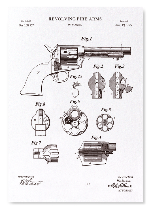 PATENT OF REVOLVING FIRE-ARMS (1875): Patent Art Print
