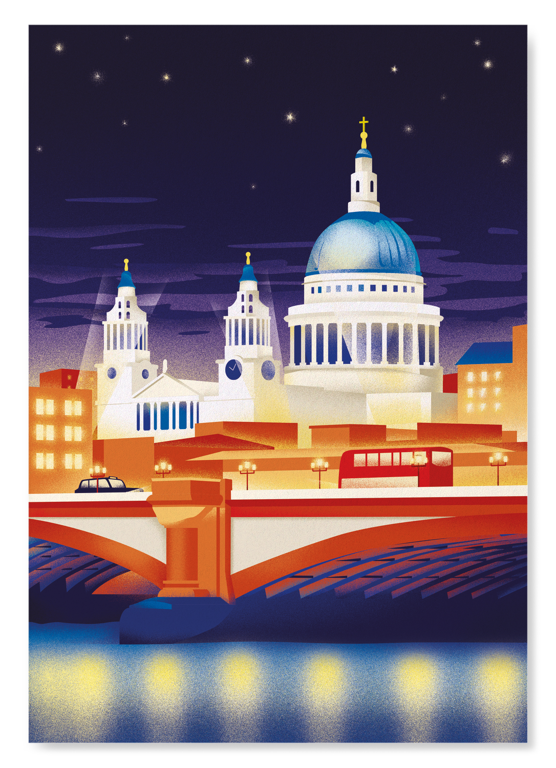 ST PAUL’S AT NIGHT: Modern deco Art Print