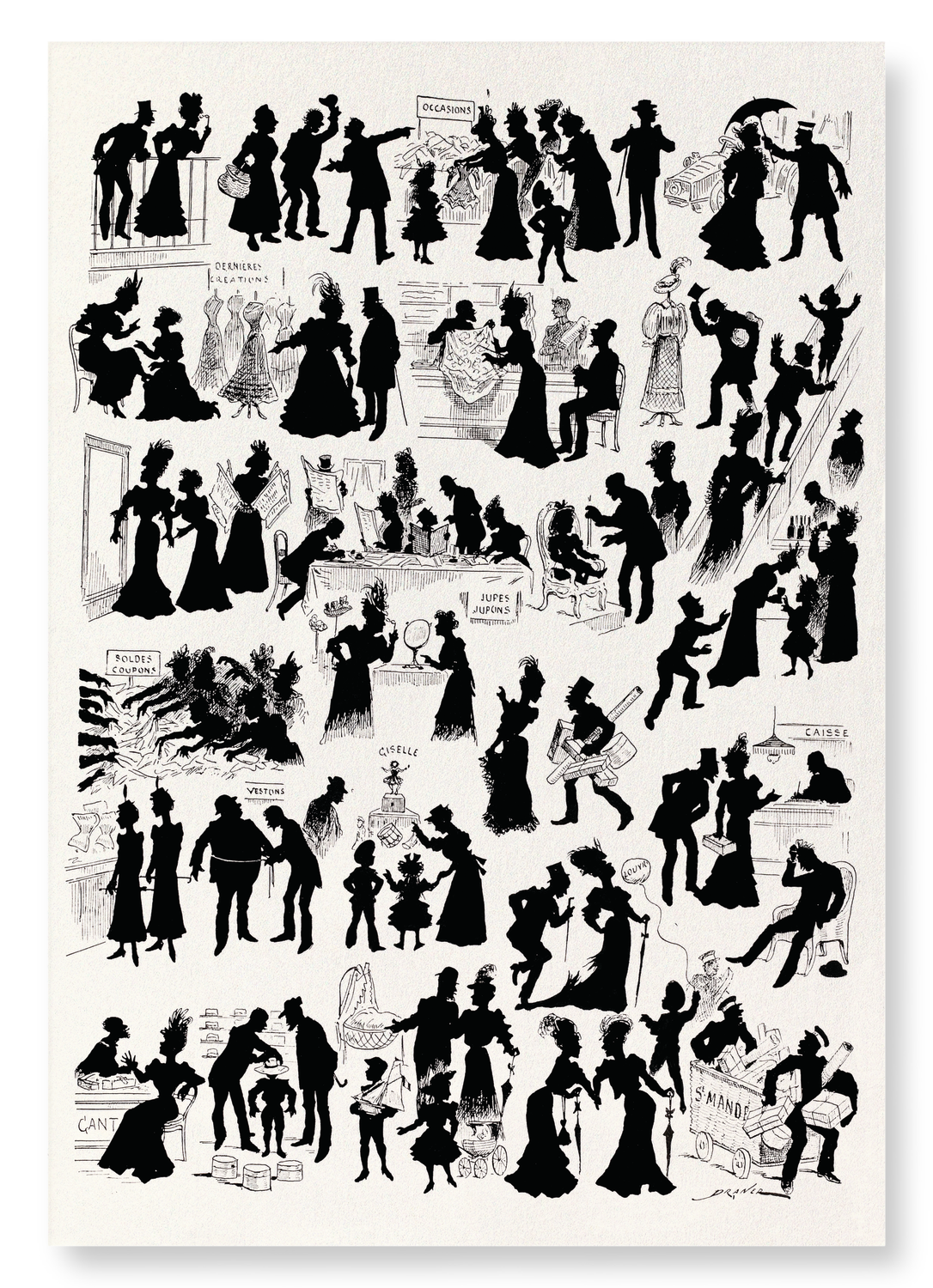 LIVELY PARIS - DEPARTMENT STORES: Vintage Art Print