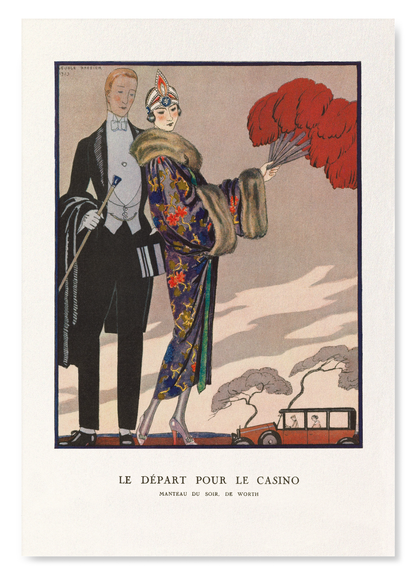 DEPARTURE FOR THE CASINO (1923): Vintage Art Print