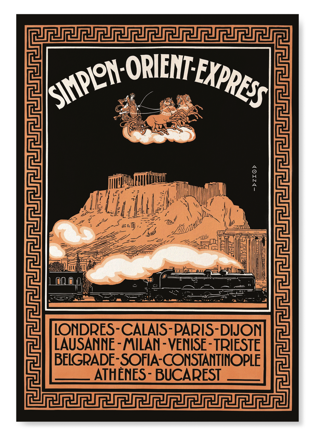 POSTER FOR THE SIMPLON-ORIENT-EXPRESS TO ATHENS (C.1920): Vintage Art Print