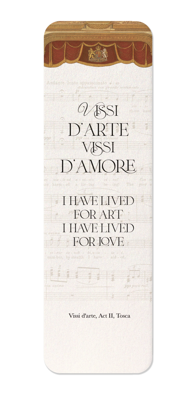 Ezen Designs - Royal Ballet & Opera - VISSI D'ARTE FROM TOSCA ACT II - Bookmark - Front