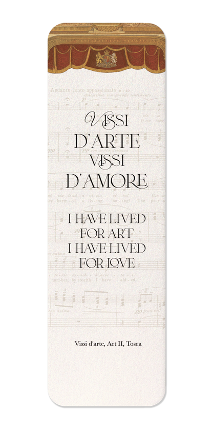 Ezen Designs - Royal Ballet & Opera - VISSI D'ARTE FROM TOSCA ACT II - Bookmark - Front