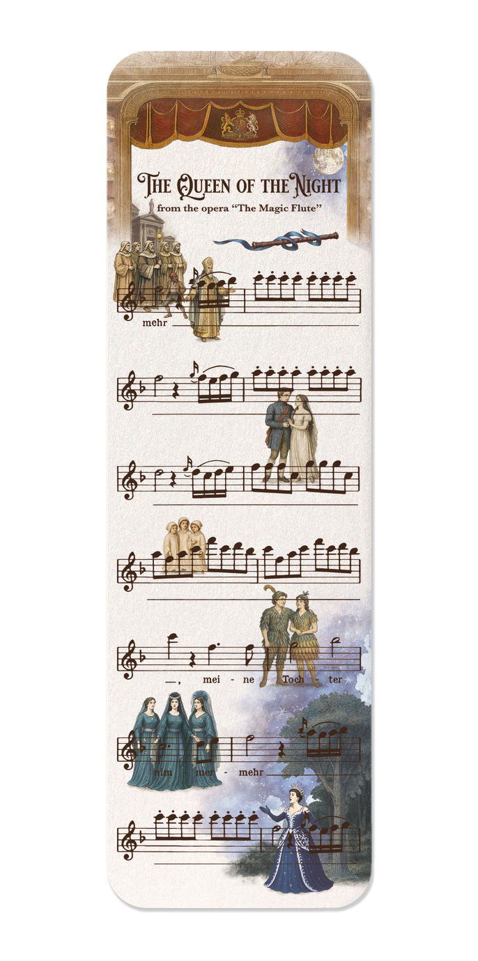 Ezen Designs - Royal Ballet & Opera - The Magic Flute Music Score - Bookmark - Front