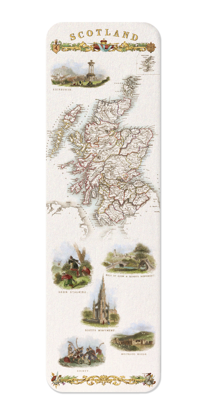 Ezen Designs - Map of Scotland (1851) - Bookmark - Front