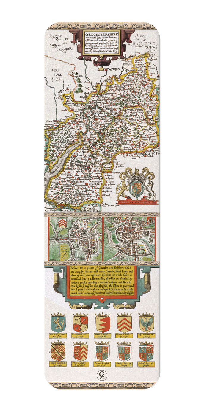 GLOUCESTERSHIRE (C.1611): Antique Map Bookmark