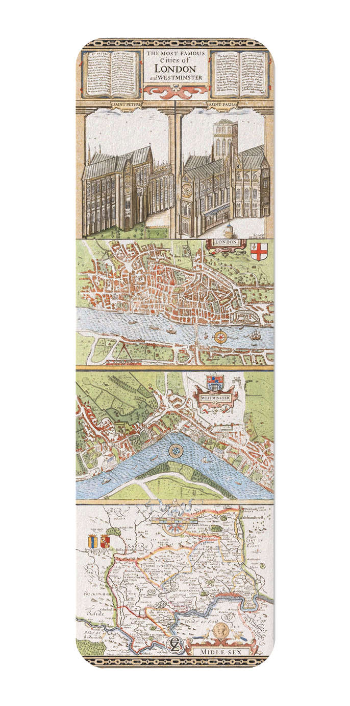 LONDON AND MIDDLESEX BY JOHN SPEED (C.1611): Antique Map Bookmark