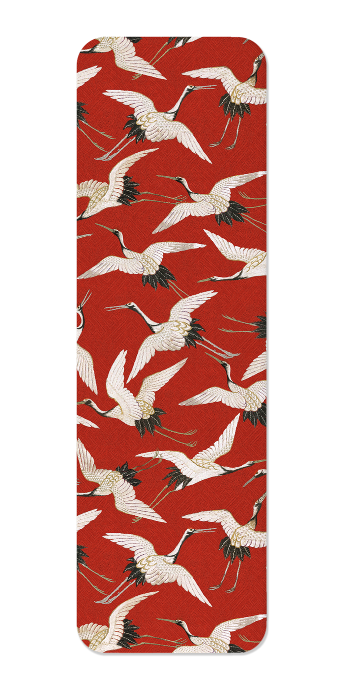 Ezen Designs - Crane embroidery on red - Bookmark - Front