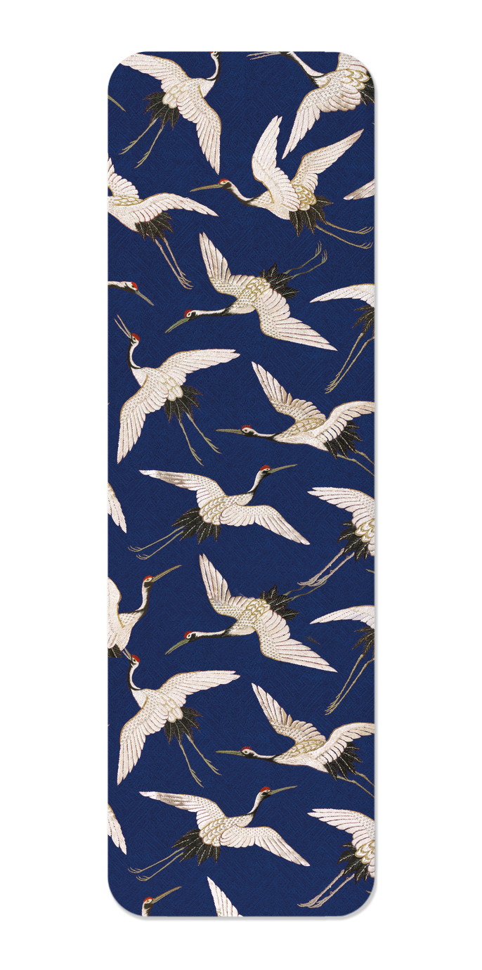 Ezen Designs - Crane embroidery on blue - Bookmark - Front