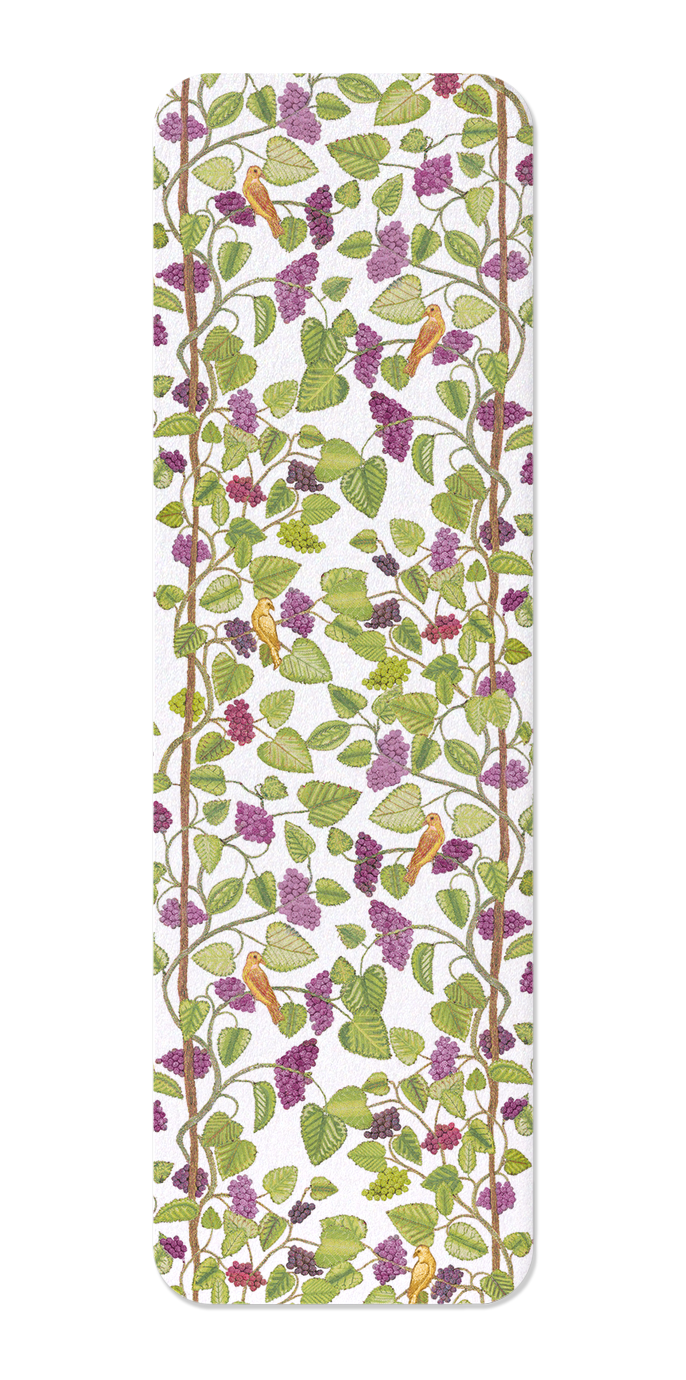 Ezen Designs - Embroidery of Grape Vines on white (16th C.) - Bookmark - Front