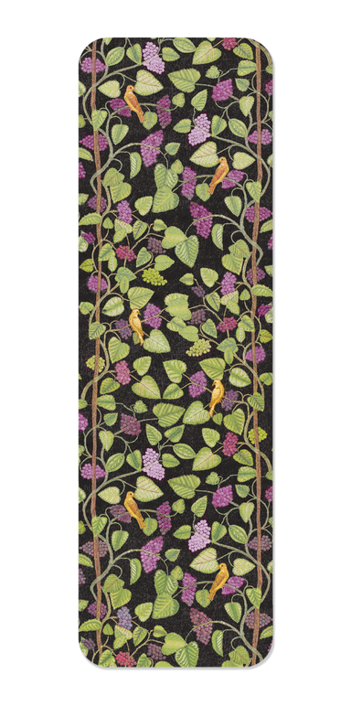 Ezen Designs - Embroidery of Grape Vines on black (16th C.) - Bookmark - Front