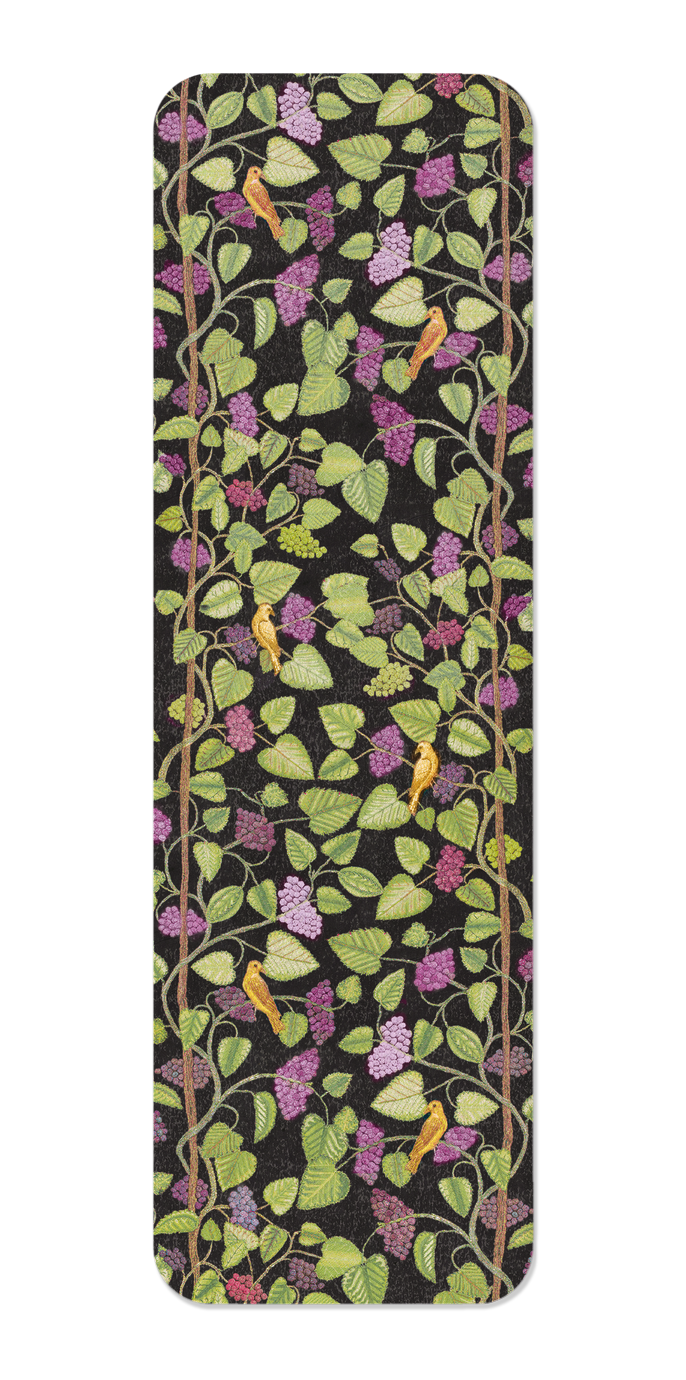Ezen Designs - Embroidery of Grape Vines on black (16th C.) - Bookmark - Front