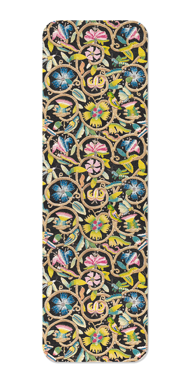 Ezen Designs - Tudor Coif Embroidery on Black (17th C.) - Bookmark - Front