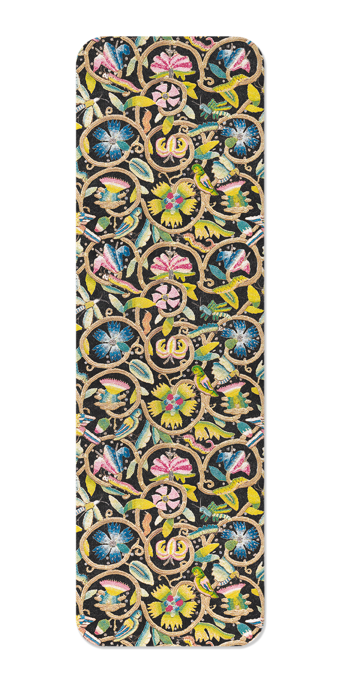 Ezen Designs - Tudor Coif Embroidery on Black (17th C.) - Bookmark - Front