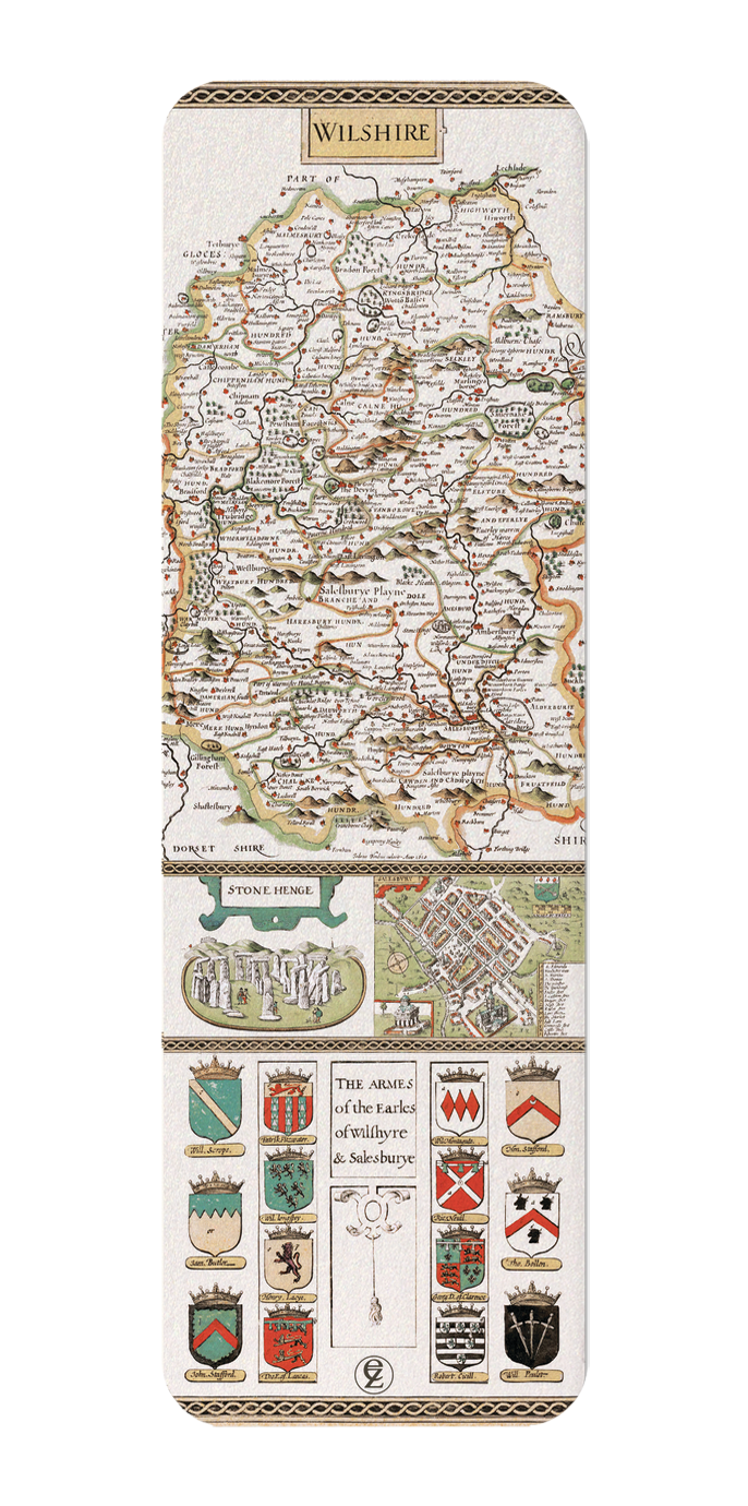 MAP OF WILTSHIRE BY JOHN SPEED (C.1611): Antique Map Bookmark