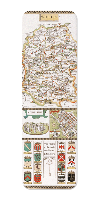 Ezen Designs - Map of Wiltshire by John Speed (c.1611) - Bookmark - Front