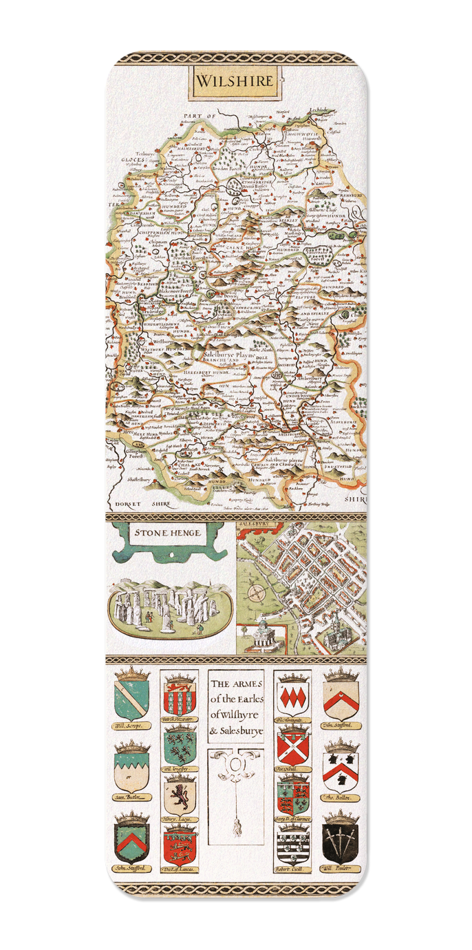 Ezen Designs - Map of Wiltshire by John Speed (c.1611) - Bookmark - Front