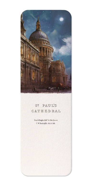 Ezen Designs - South West View of St Paul’s (1842) - Night - Bookmark - Front