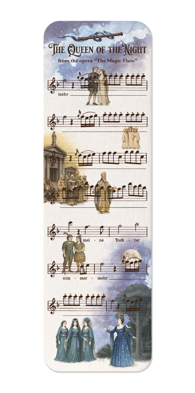 Ezen Designs - THE MAGIC FLUTE - QUEEN OF THE NIGHT - OPERA MUSIC SCORE - Bookmark - Front