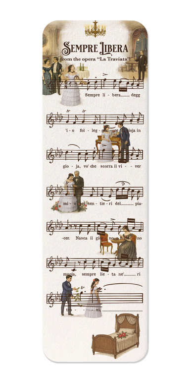 Ezen Designs - La Traviata - Sempre Libera - Opera Music Score - Bookmark - Front